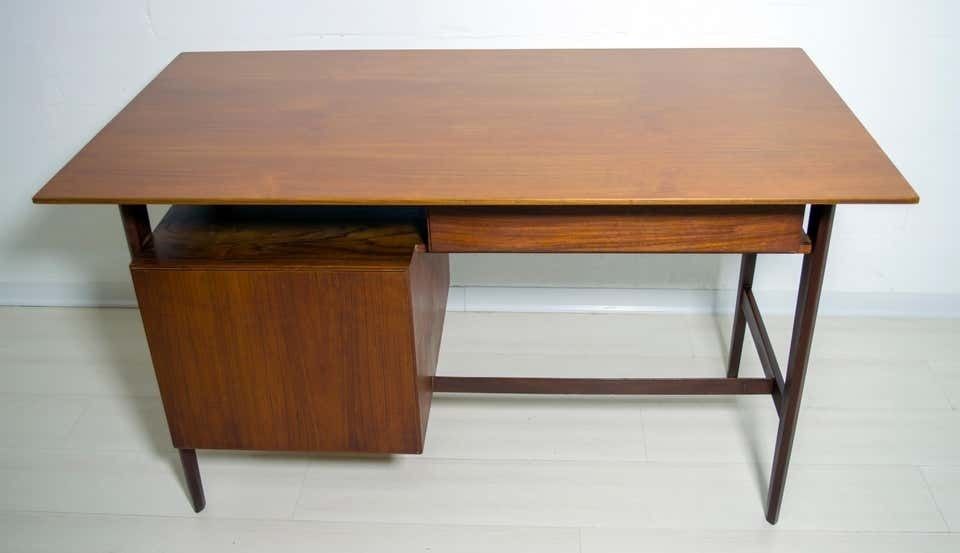 photo for sale Vittorio Dassi Mid Century Modern Italian Teakwood Writing Desk And Chair, 1950s