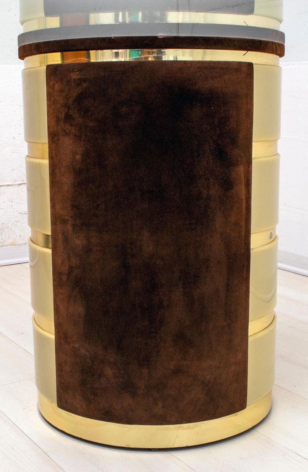 Willy Rizzo Mid Century Modern Italian Suede And Plexiglass Dining Table, 1970s photo vintage