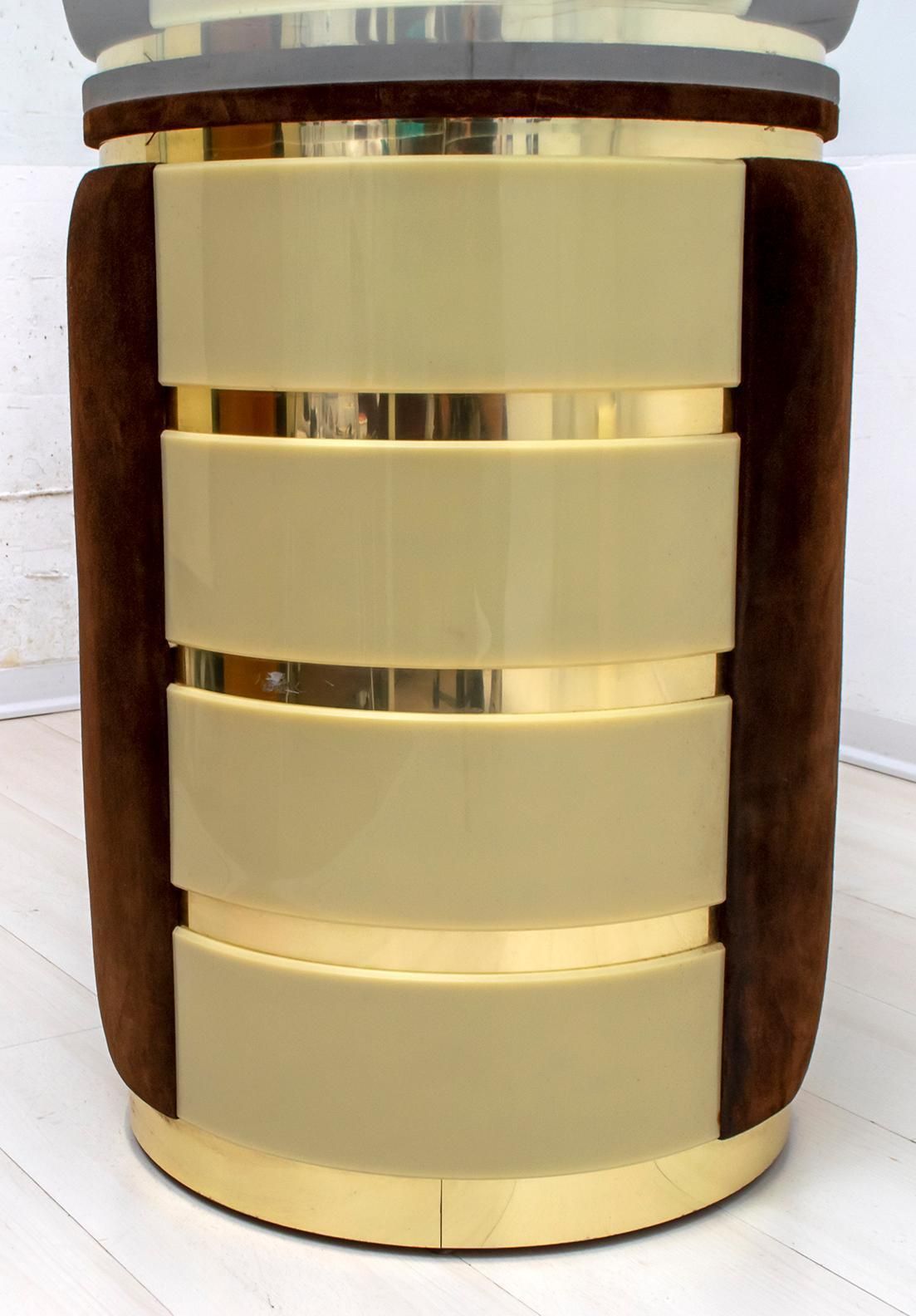 photo furniture Willy Rizzo Mid Century Modern Italian Suede And Plexiglass Dining Table, 1970s