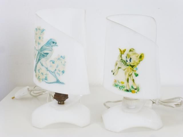Pair Of Lamps Children's Room Plexiglas Years 70 Vintage Perspex Child Lamp