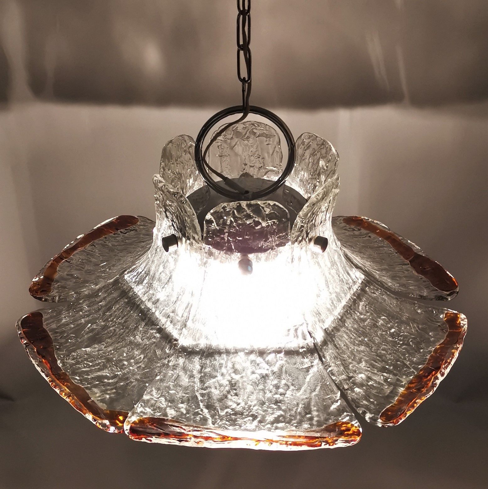 Lustre floral en verre de Murano, années 1960 photo Luminaires