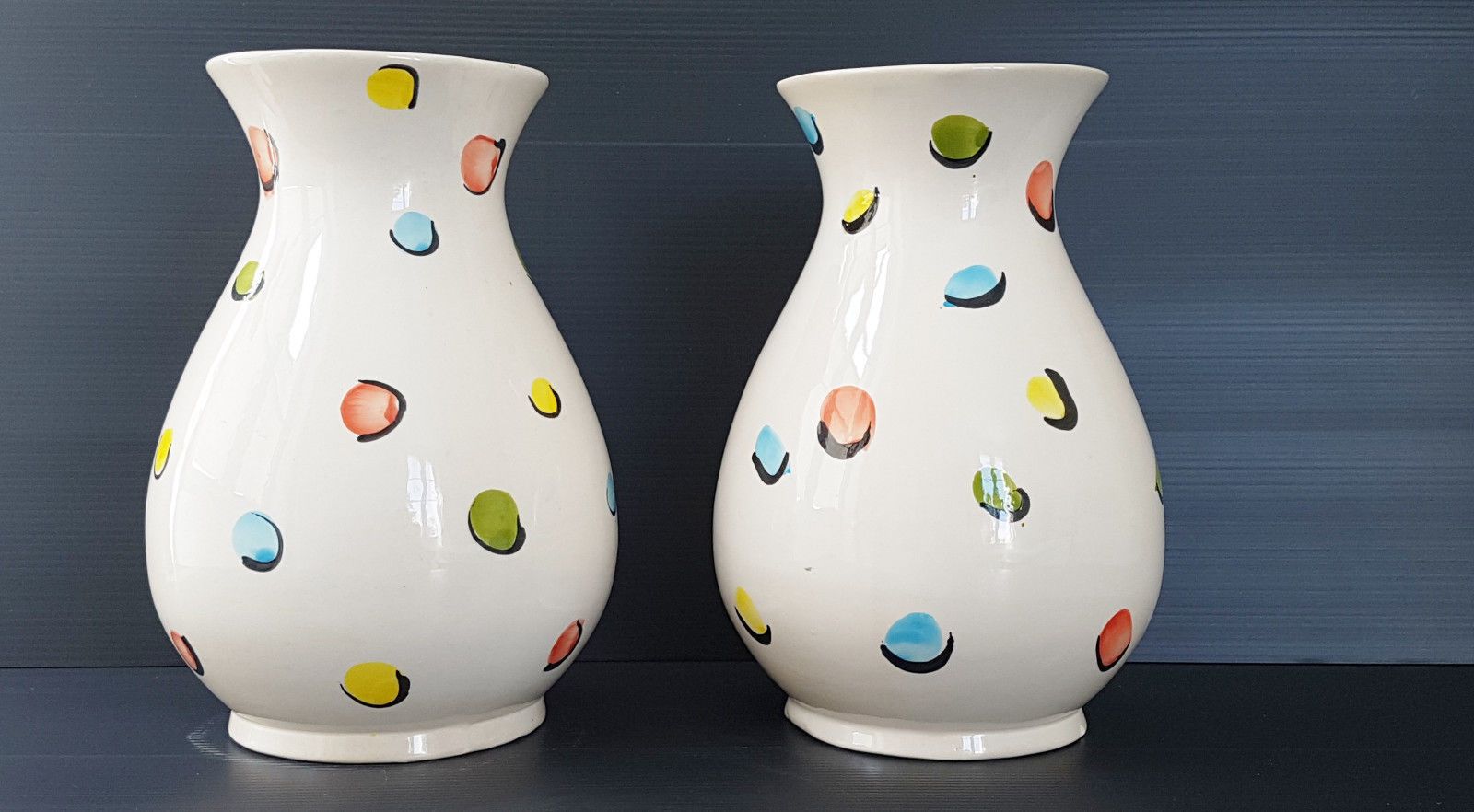 Pair Of Ceramic Peas Vases 1950 Vintage 50s Rockabilly Zazou 50s 50s