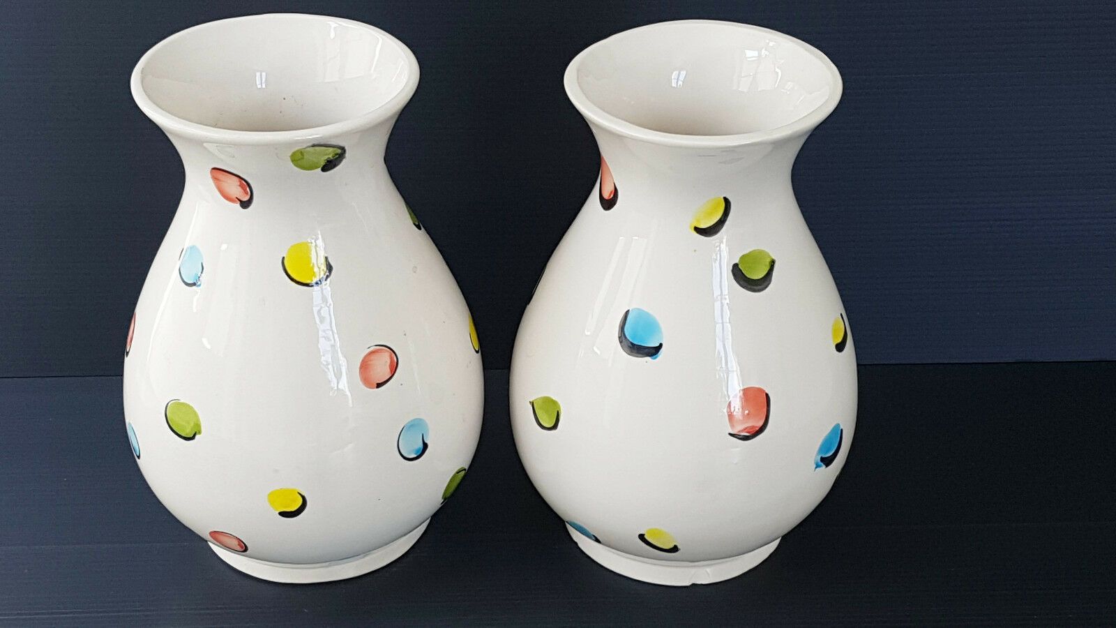 Pair Of Ceramic Peas Vases 1950 Vintage 50s Rockabilly Zazou 50s 50s photo furniture