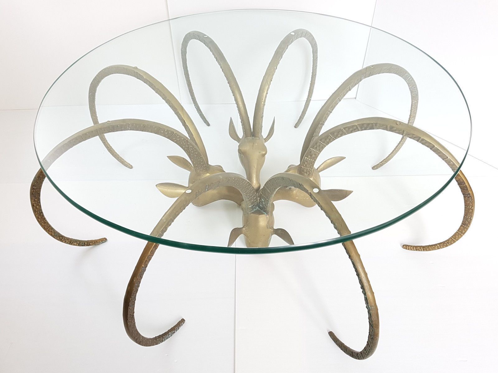 Belex Antilope Coffee Table Ibex Gold Brass 1970 Vintage 70s Alain Chervet 70s