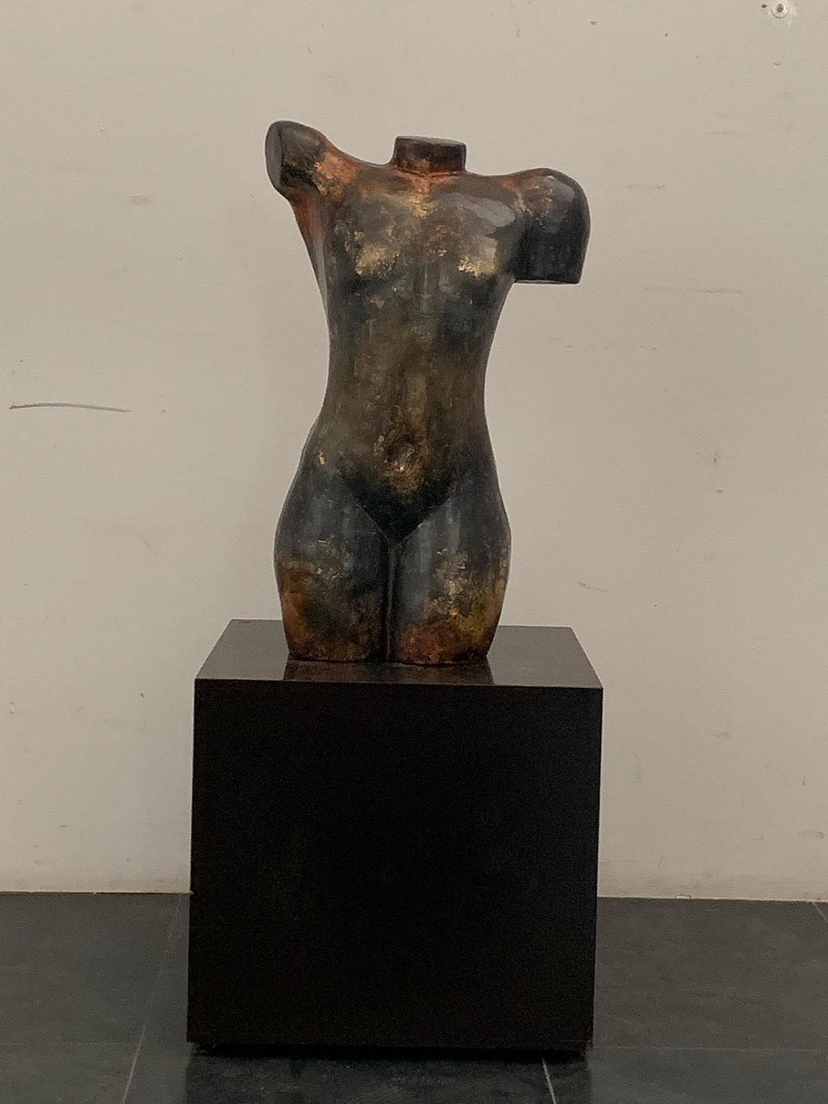 Bust In Patinated Metal Chrome Resin, 1990s photo furniture