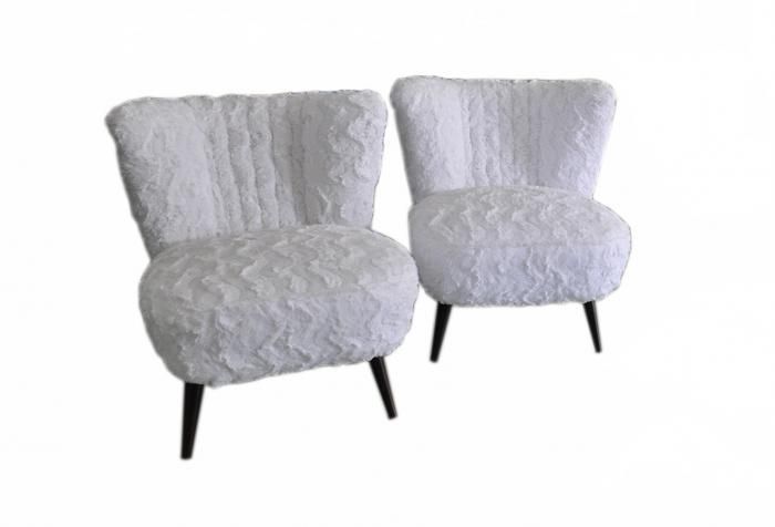 Pair Of Original 1950s Shell Back Cocktail Chairs , Reupholstered