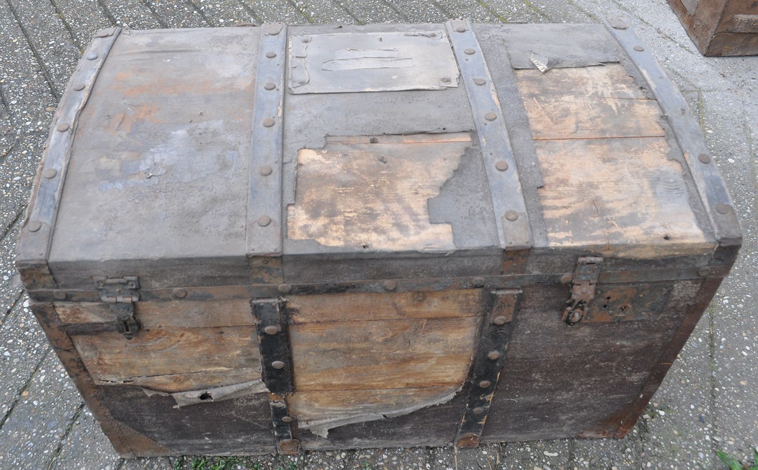 Vintage Leather Travel Trunk photo for sale