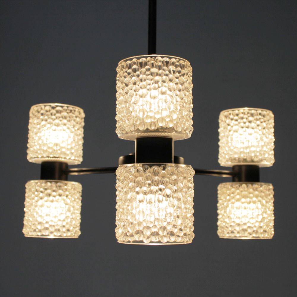 photo furniture Zeslichts hanglamp 'Zonnewende' van J.W. Bosman voor Raak Amsterdam, 1965