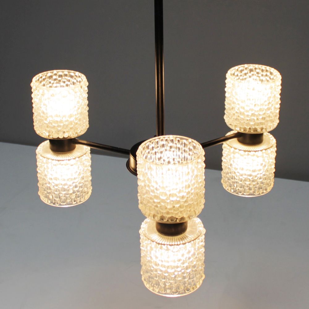photo for sale Six Lights Chandelier 'Zonnewende' By J.W. Bosman For Raak Amsterdam 1965