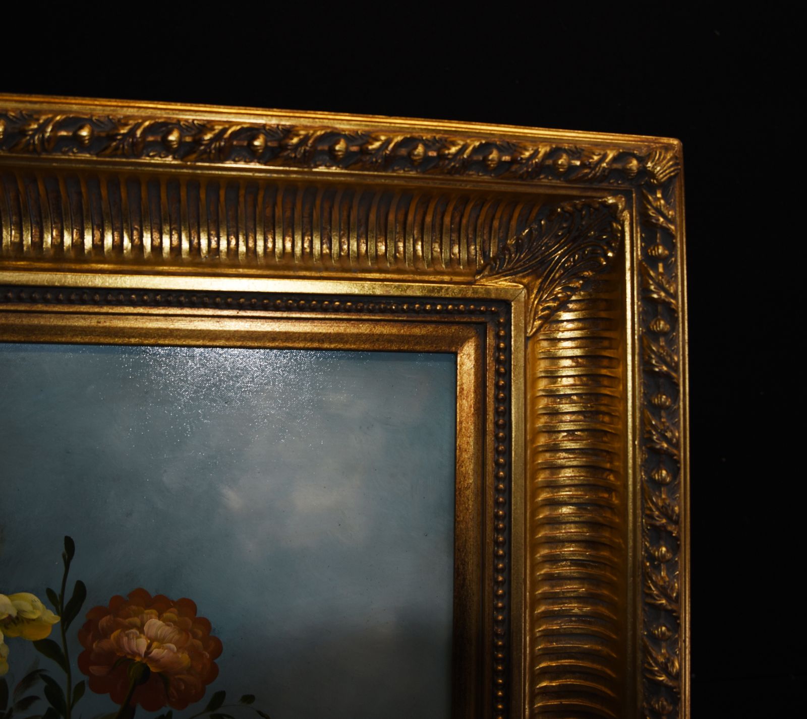 Flemish Oil Painting Floral Still Life Vivid Flowers photo furniture