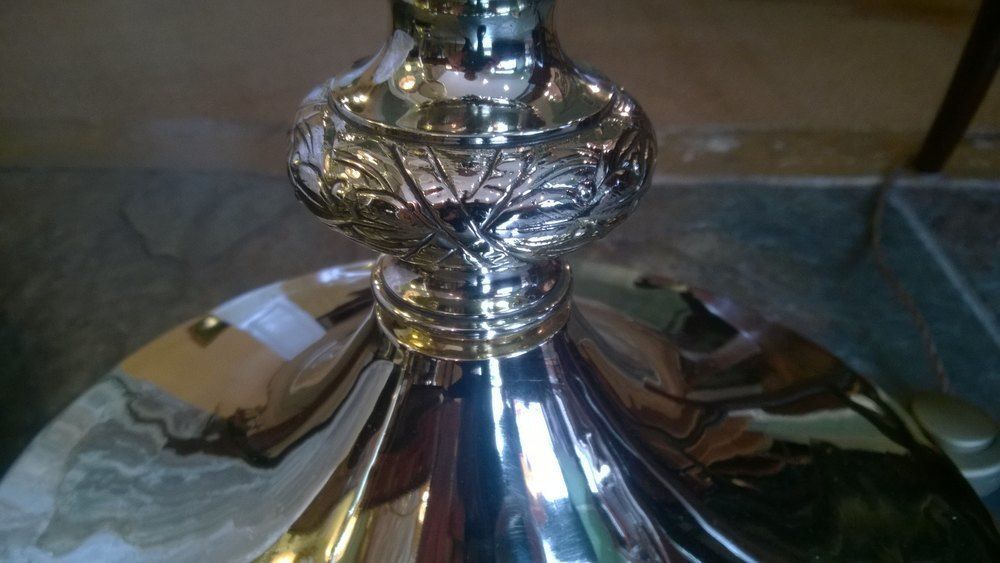 Victorian Brass Extending Standard Oil Lamp photo for sale