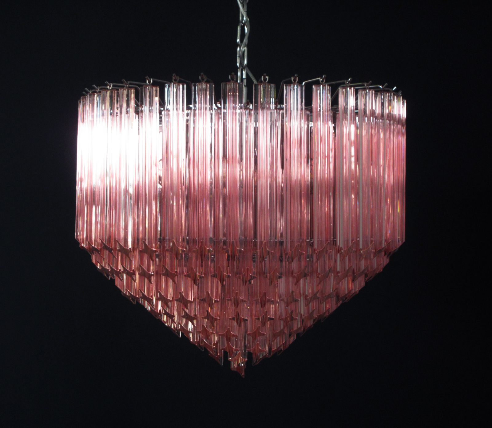 Modern Quadriedri Murano Glass Chandelier   163 Pink Prism Quadriedri