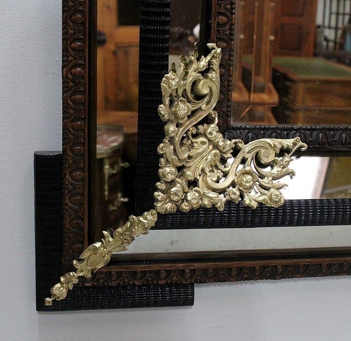photo furniture Large Rectangular Mirror, Louis XIV Style, Napoleon III Period  19th