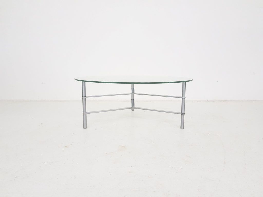 Mid Century Round Glass And Chrome Coffee Table photo for sale