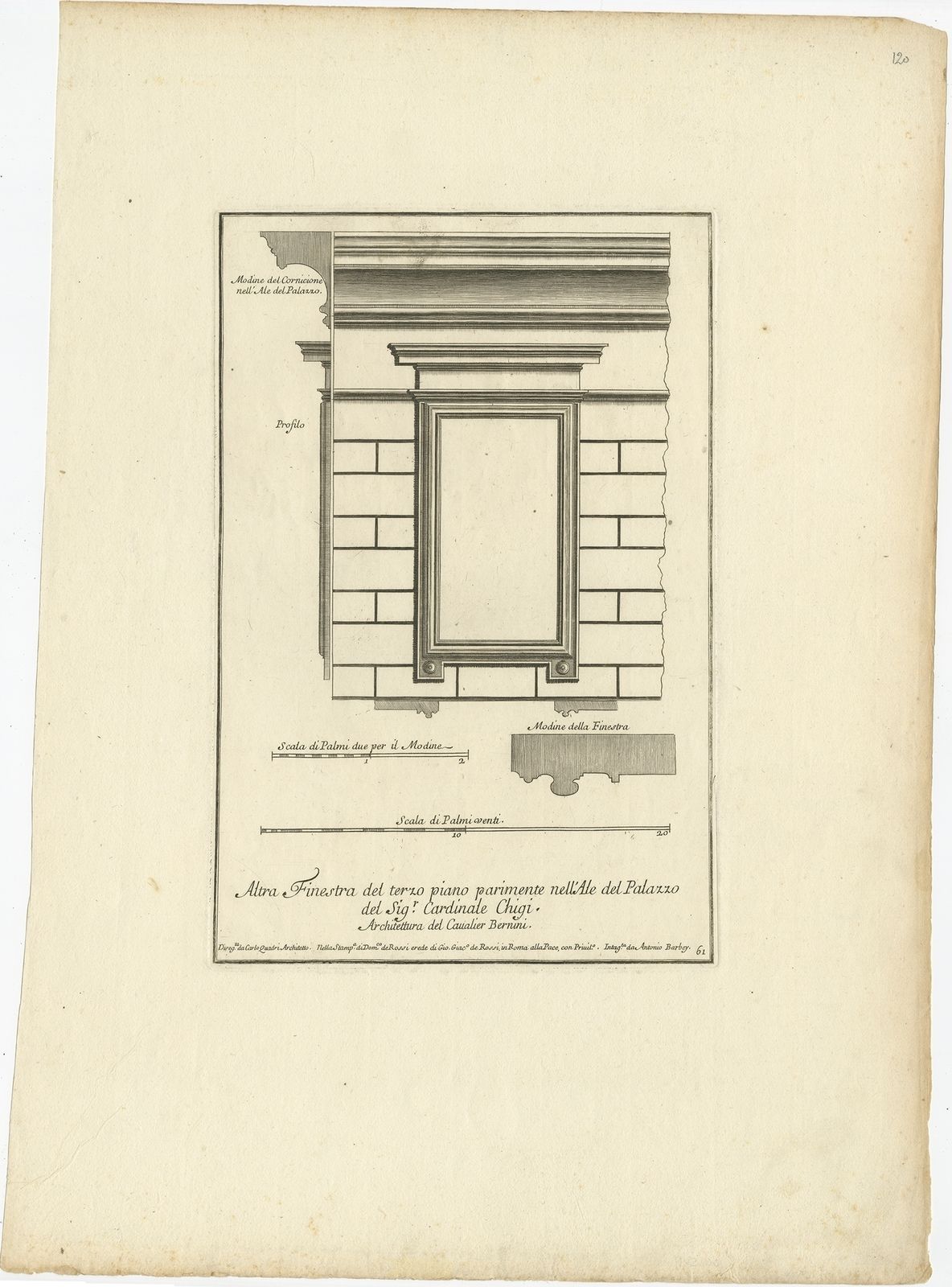 Antique Print Of Palazzo Chigi By De Rossi (C.1710)