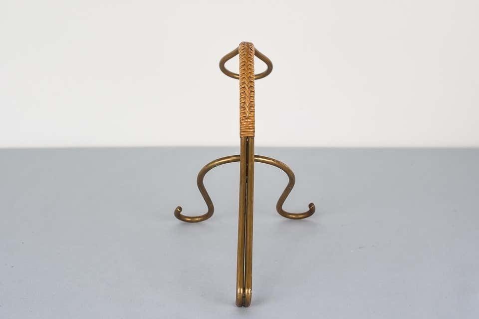 photo for sale Brass And Wicker Wine Holder, Austria, 1950s