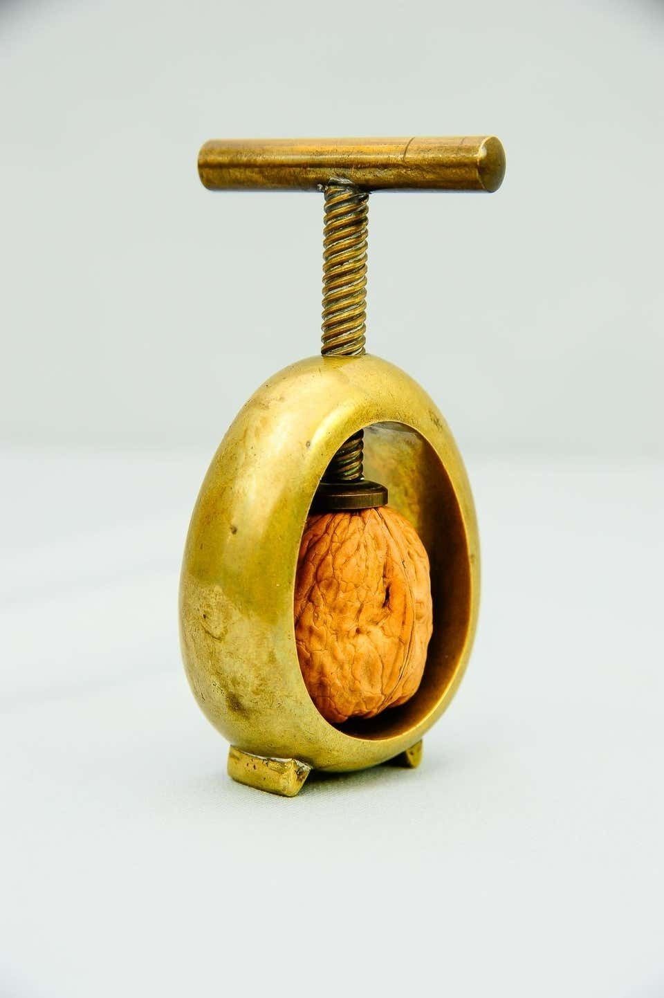 Carl Auböck Midcentury Brass Nut Cracker, Austria, 1950s Signatured photo 749.0