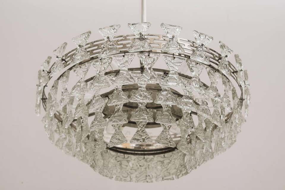 Rare Kalmar Chandelier With Textured Glass, Circa 1960s photo furniture
