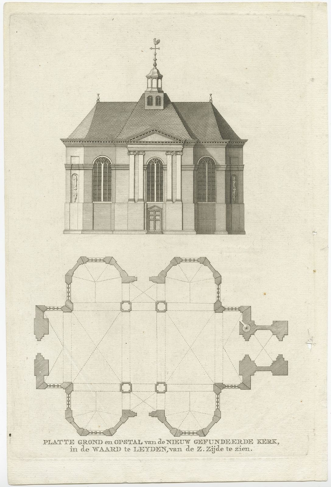 Antique Print Of The Church Of Leiden By Van Mieris (1784) photo furniture