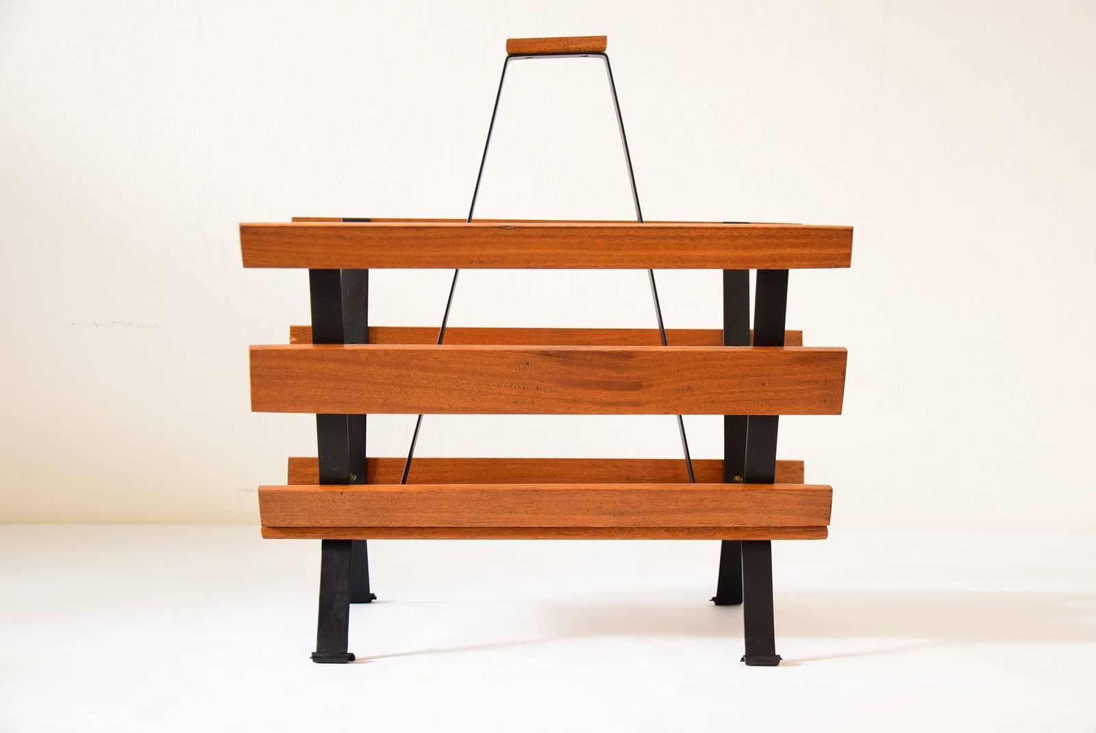 Magazine Rack In Mahogany, Circa 1960s photo for sale