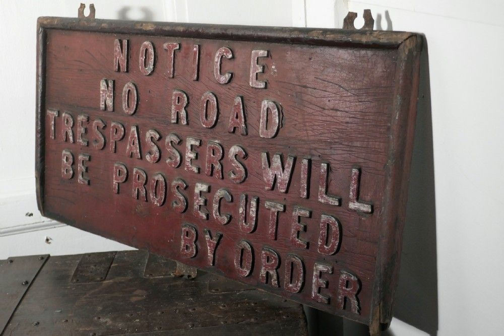 19th Century Rustic Private Land Owners Trespassers Sign photo furniture