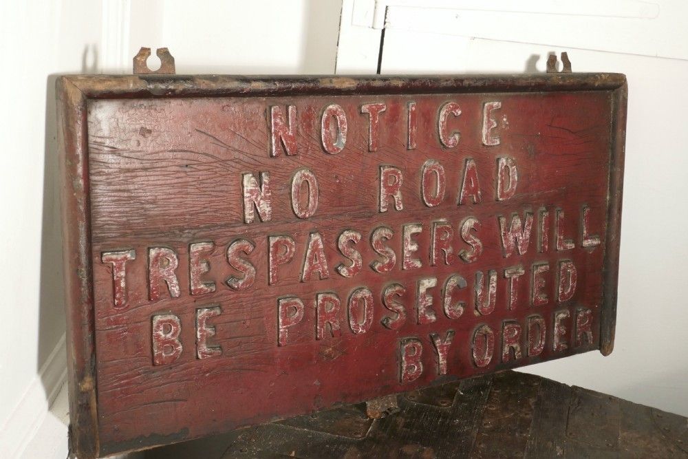 19th Century Rustic Private Land Owners Trespassers Sign photo for sale