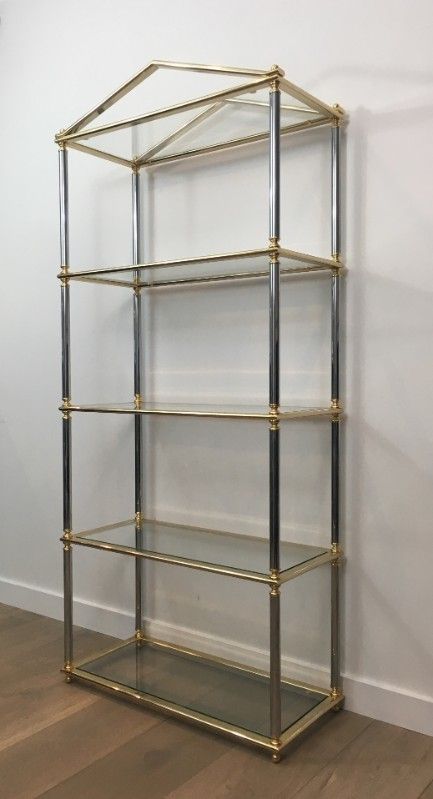 Neoclassical Silver Gun Metal And Gold Gilt Metal Shelves. Circa 1970 photo 1250.0