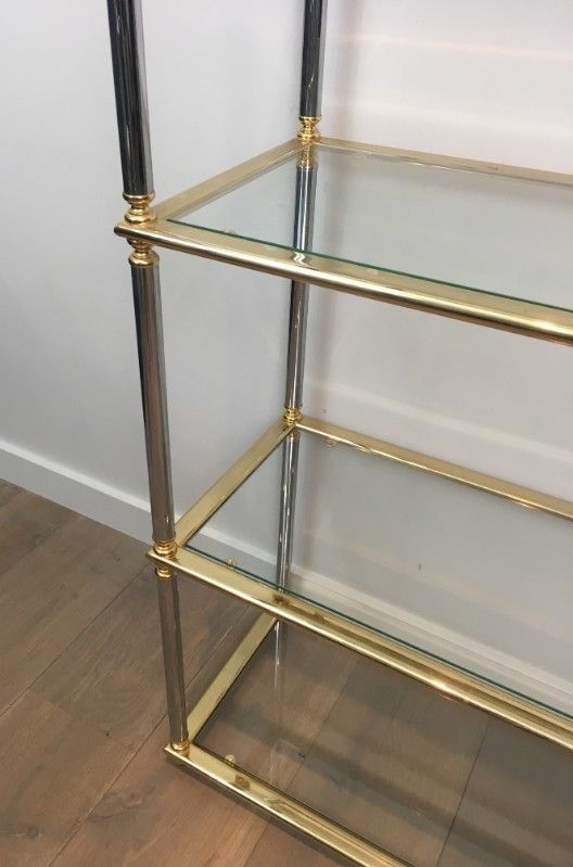 Neoclassical Silver Gun Metal And Gold Gilt Metal Shelves. Circa 1970 photo vintage