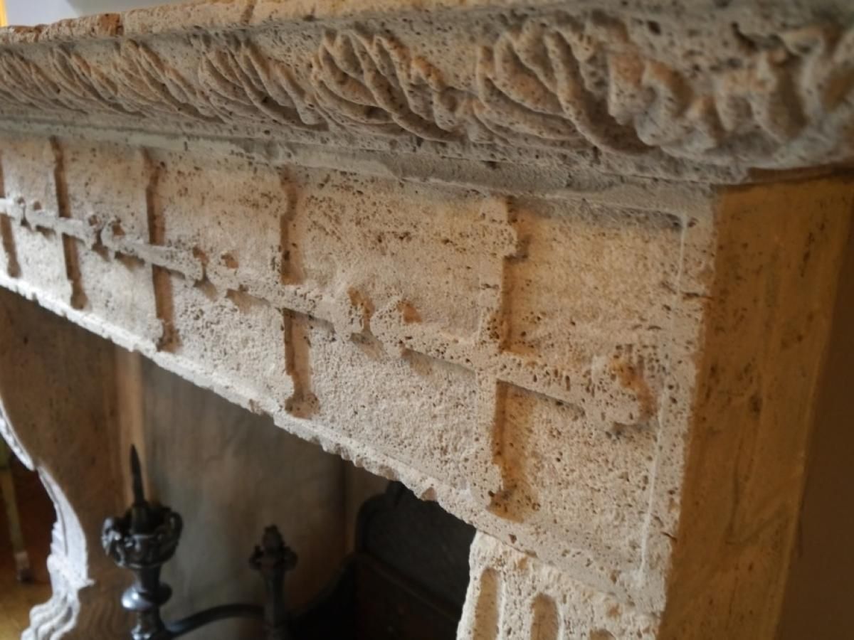 Antique Italian Travertine Fireplace photo furniture
