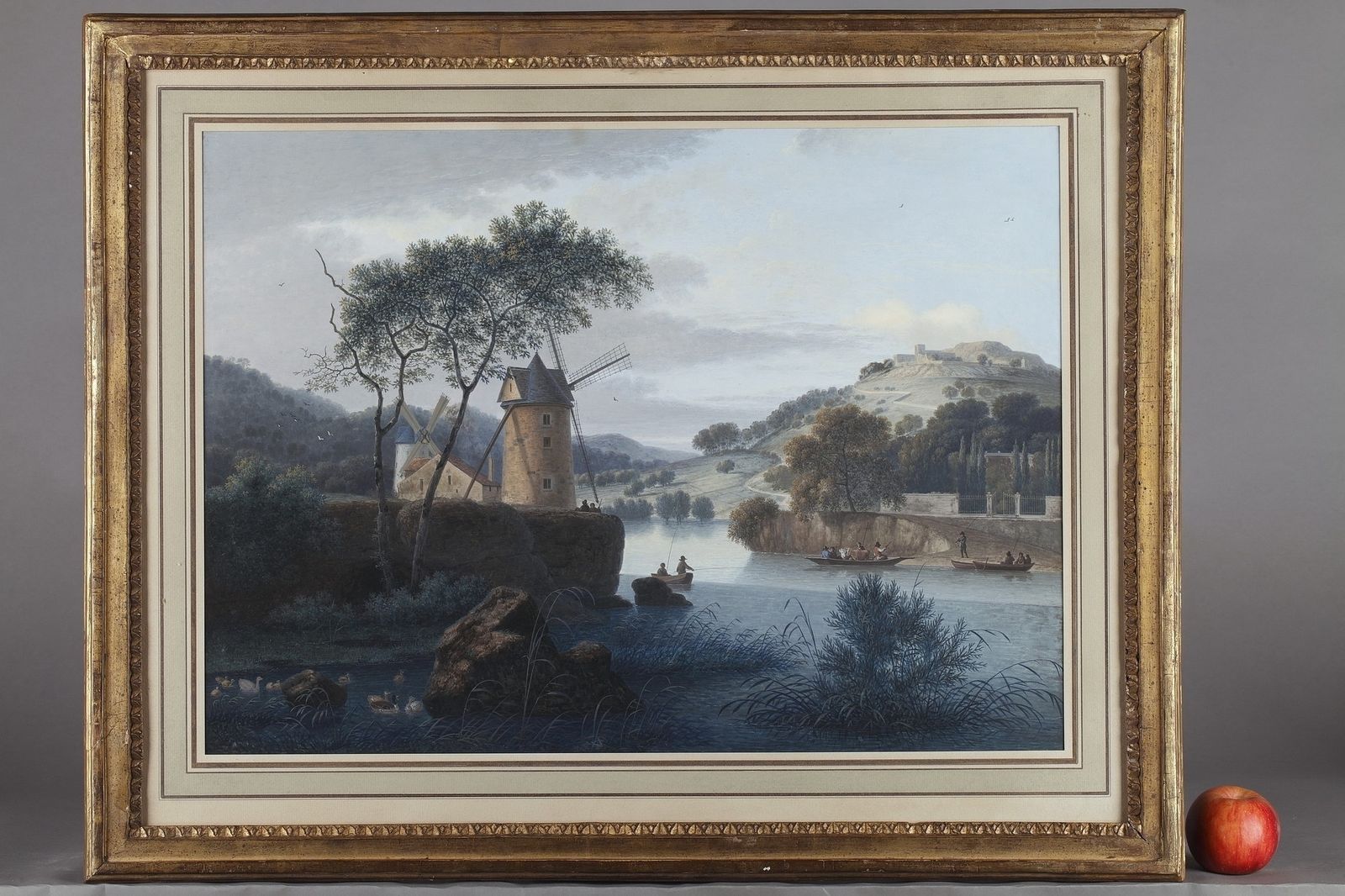 5074.0 « Paysage au moulin » et « Pastorale », gouaches sur papier photo