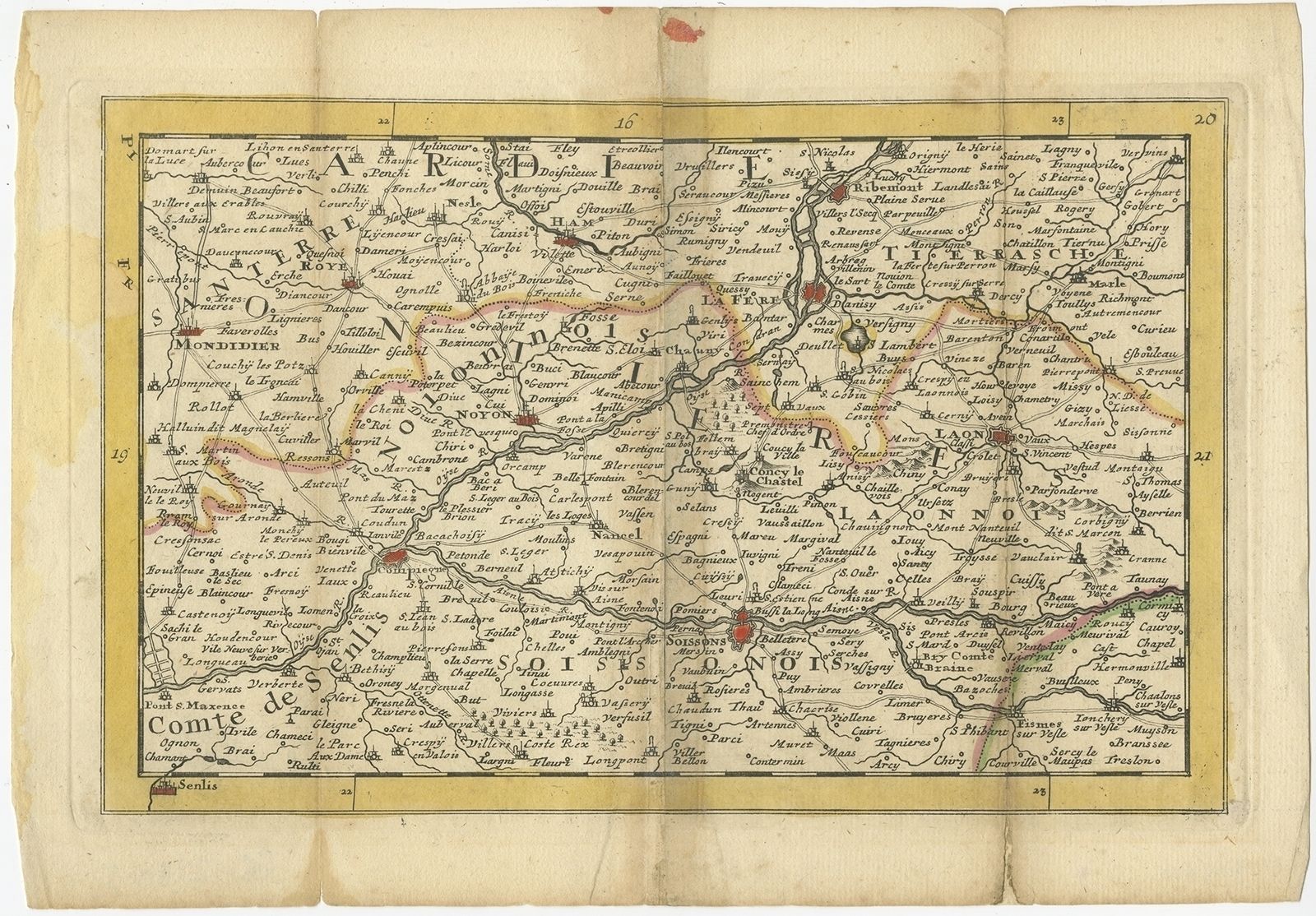Antique Map Of The Region Of Soissons By De Lat (1737)