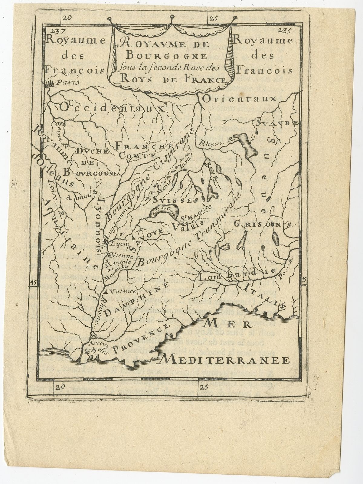 Antique Map Of The Burgundy Region By Mallet (C.1683)