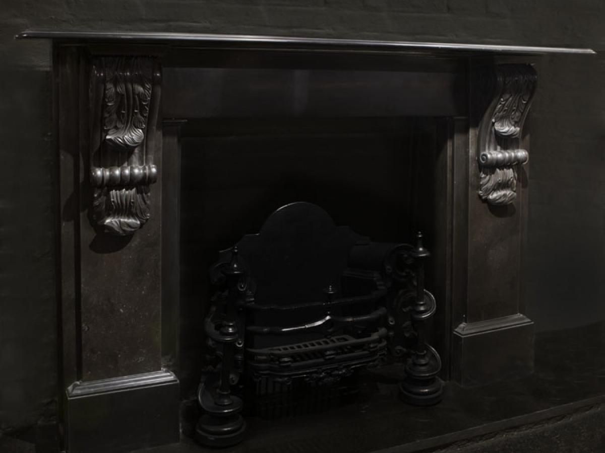Reproduction Belgian Black Fossil Marble Fireplace