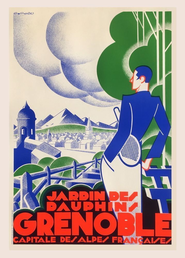 Gorde Gaston (1908–1995) – Poster In Lithografie – Grenoble Jardin Des Dauphins Capital Of The French Alps