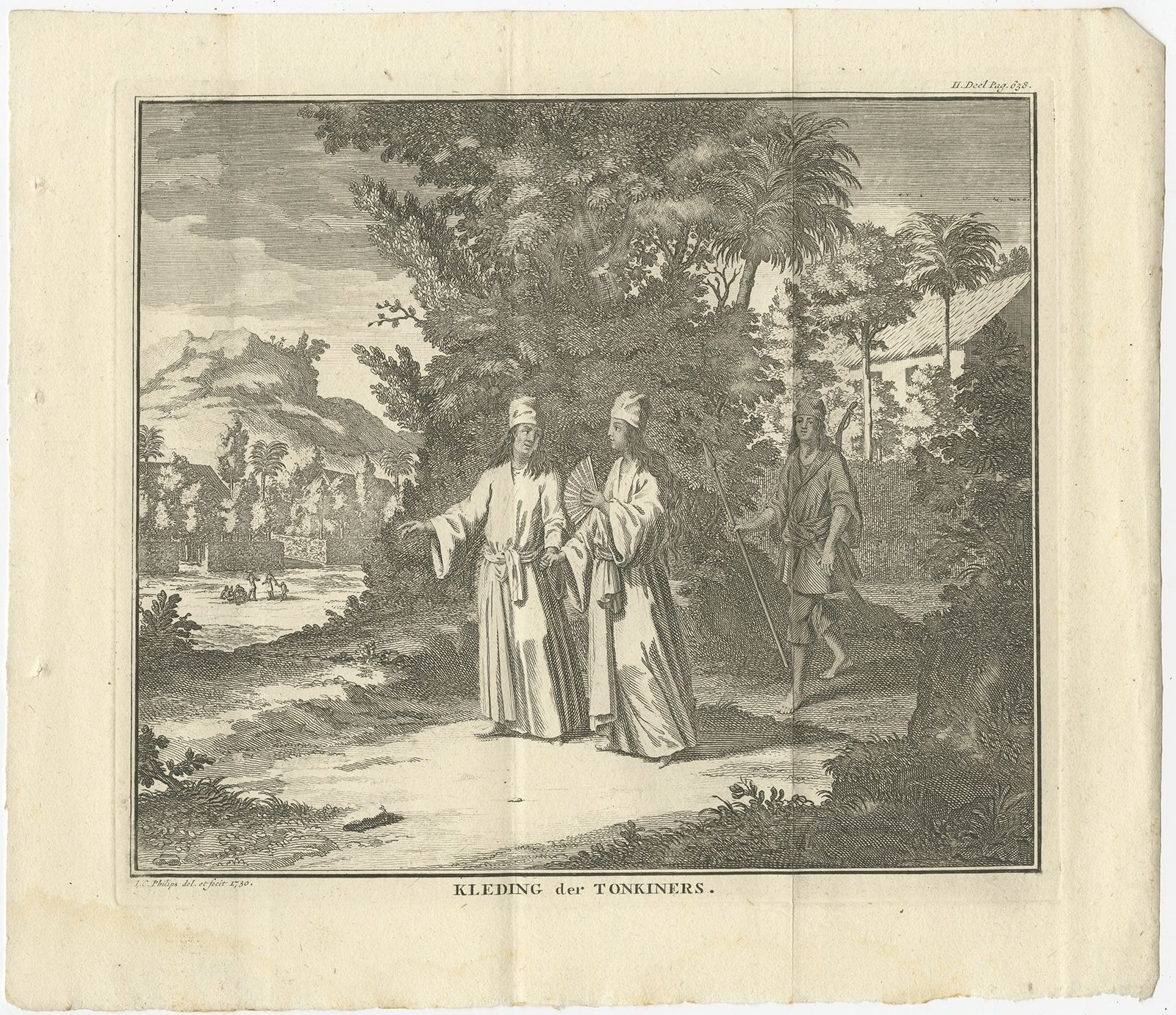 Antique Costume Print Of Tonkin By Tirion (1730)