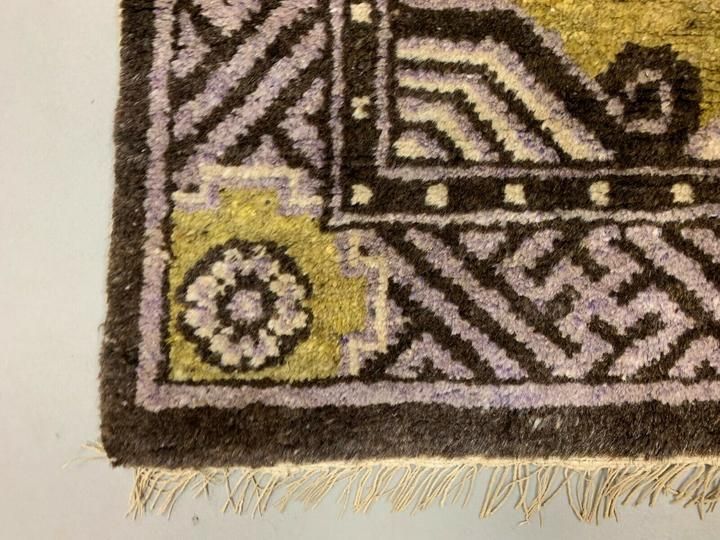 Antique Chinese Pao Tao Rug 145x68 Cm, Wool, Gold And Brown photo 550.0