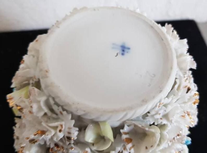 Antique Sitzendorf Porcelain Flower Encrusted Basket Germany 1890 photo Home Decor