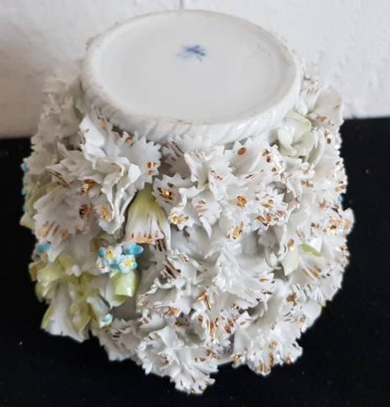 Antique Sitzendorf Porcelain Flower Encrusted Basket Germany 1890 photo 72.0