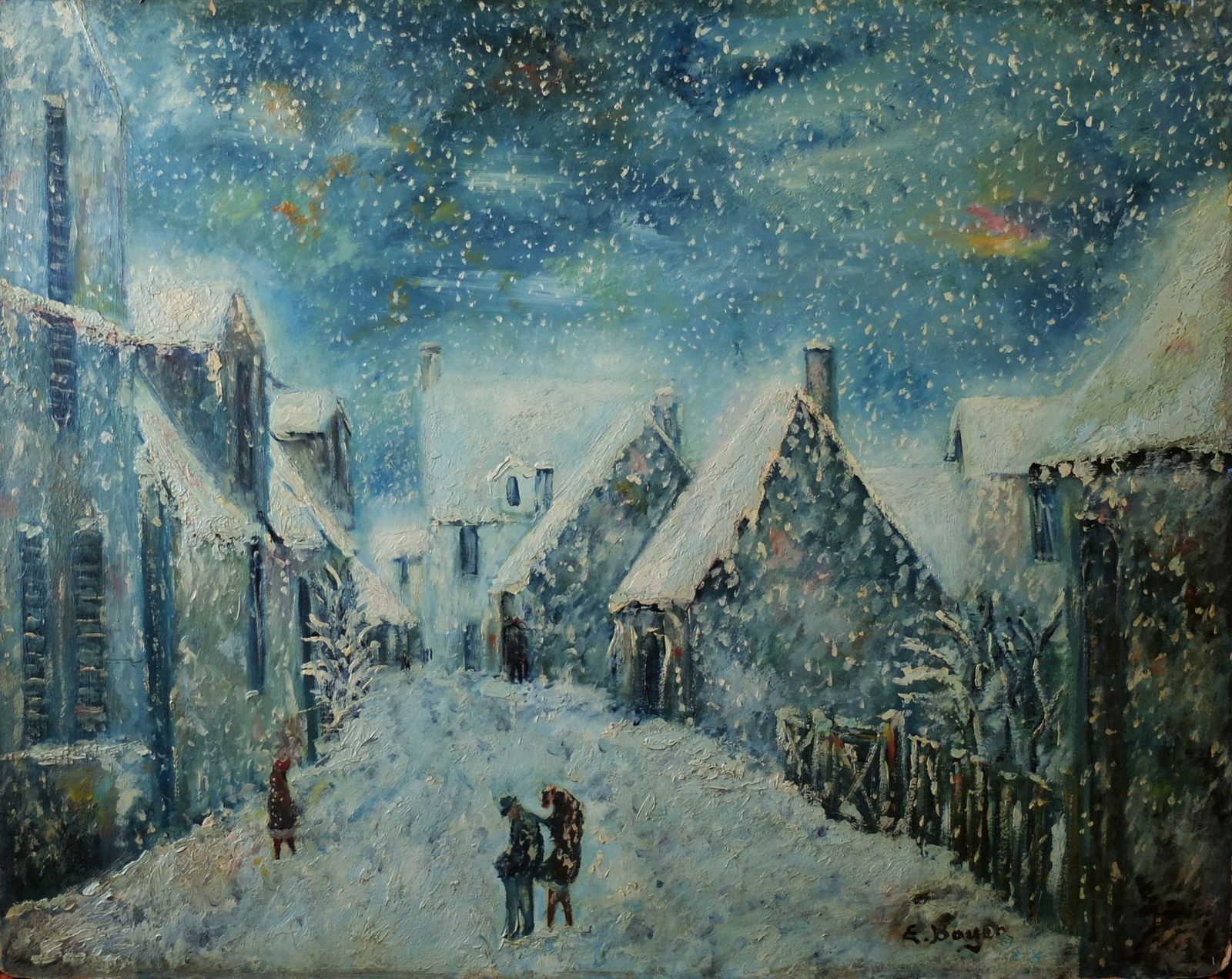 Boyer Emile (1877 1948)   Oil On Cardboard   Le Vieux Cabourg Un Jour De Neige