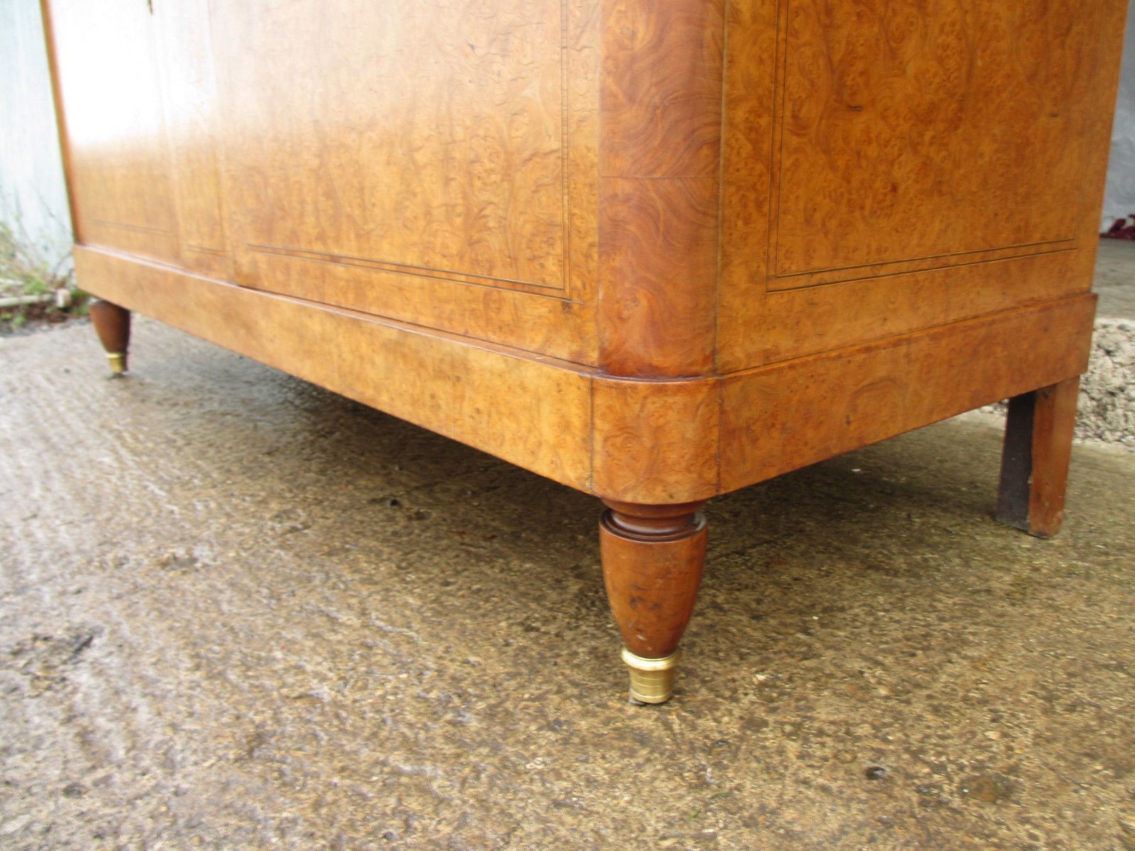 French Birds Eye Maple Marble Topped Ormolu Buffet With Mirror, With Key photo for sale