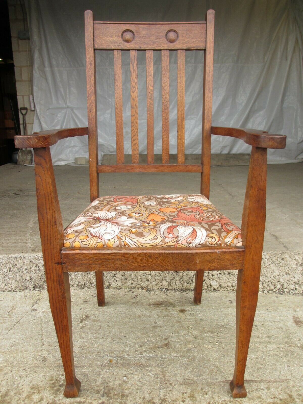 Pair Of Victorian Arts And Crafts Oak Carver Arm Chairs photo for sale