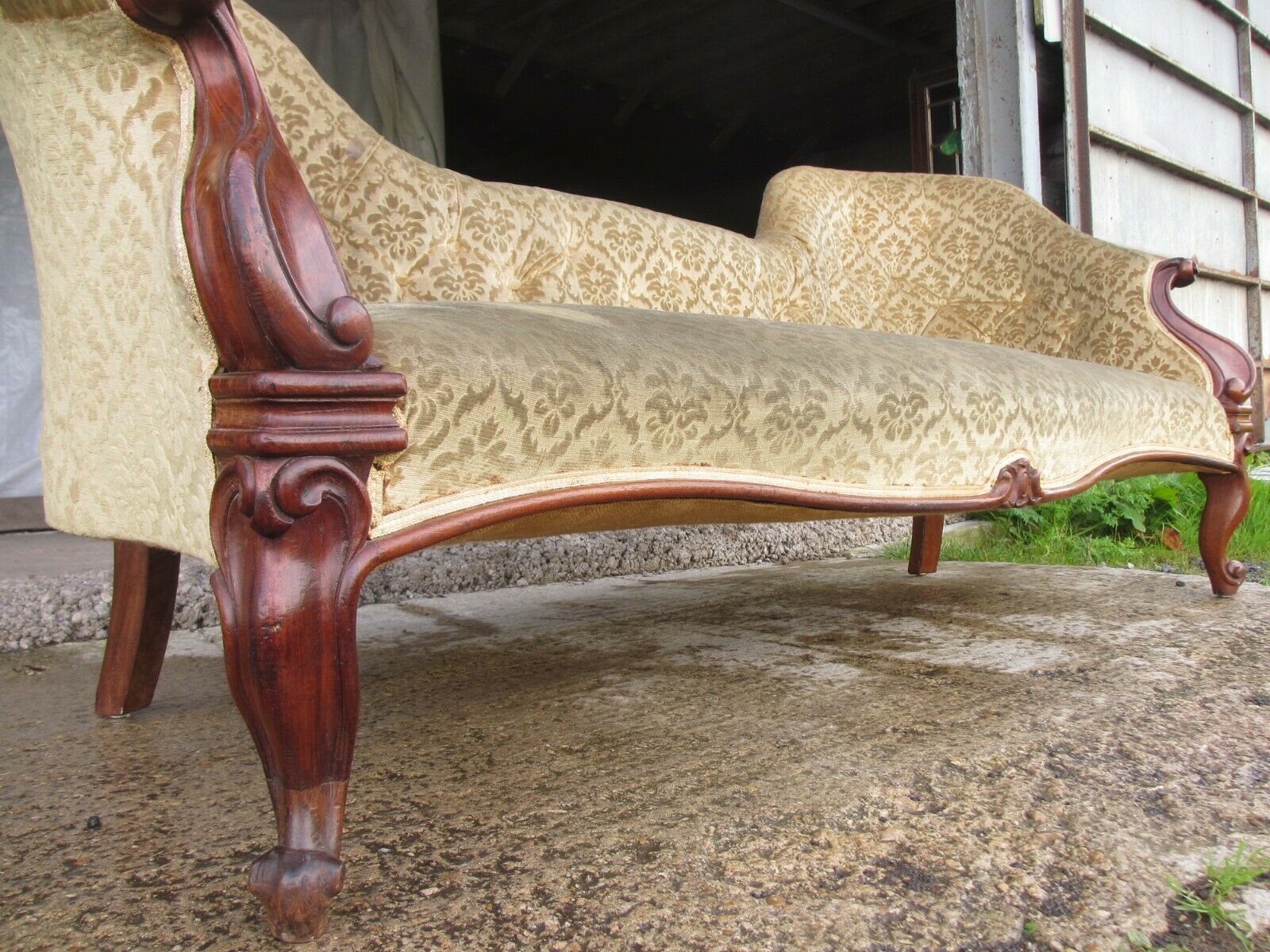 Early Victorian Mahogany Showood Twin High Back Sofa Settee