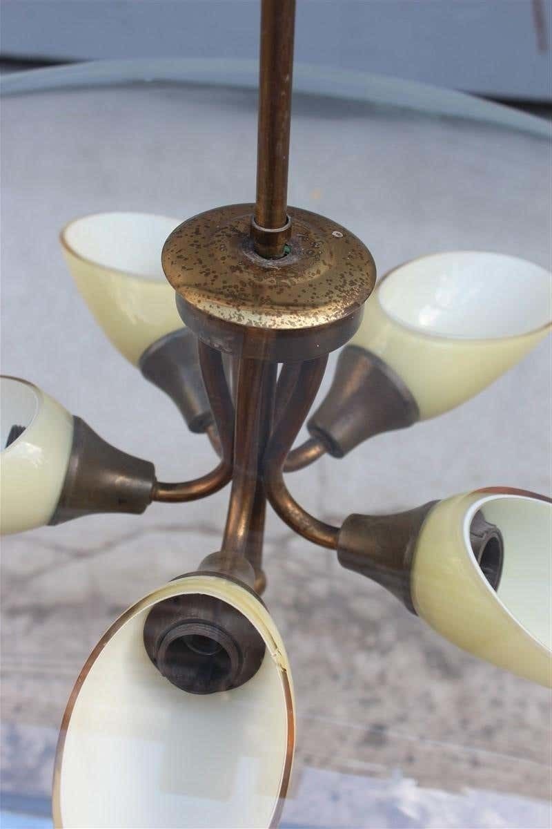 photo furniture Round Murano Glass Curved Chandelier Midcentury Italian Design Yellow Brass