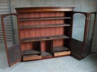 photo furniture Superb Victorian Mahogany Half Glazed Concertina Door Adjustable Bookcase