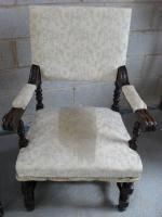 Pair Of Oak Framed Throne Chairs With Turned Legs photo 620.0