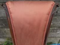 Unusual Victorian Rosewood Upholstered Scroll Back Nursing Chair photo for sale