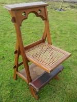 Victorian Gothic Oak Chair/Kneeler With Fretted Top photo for sale