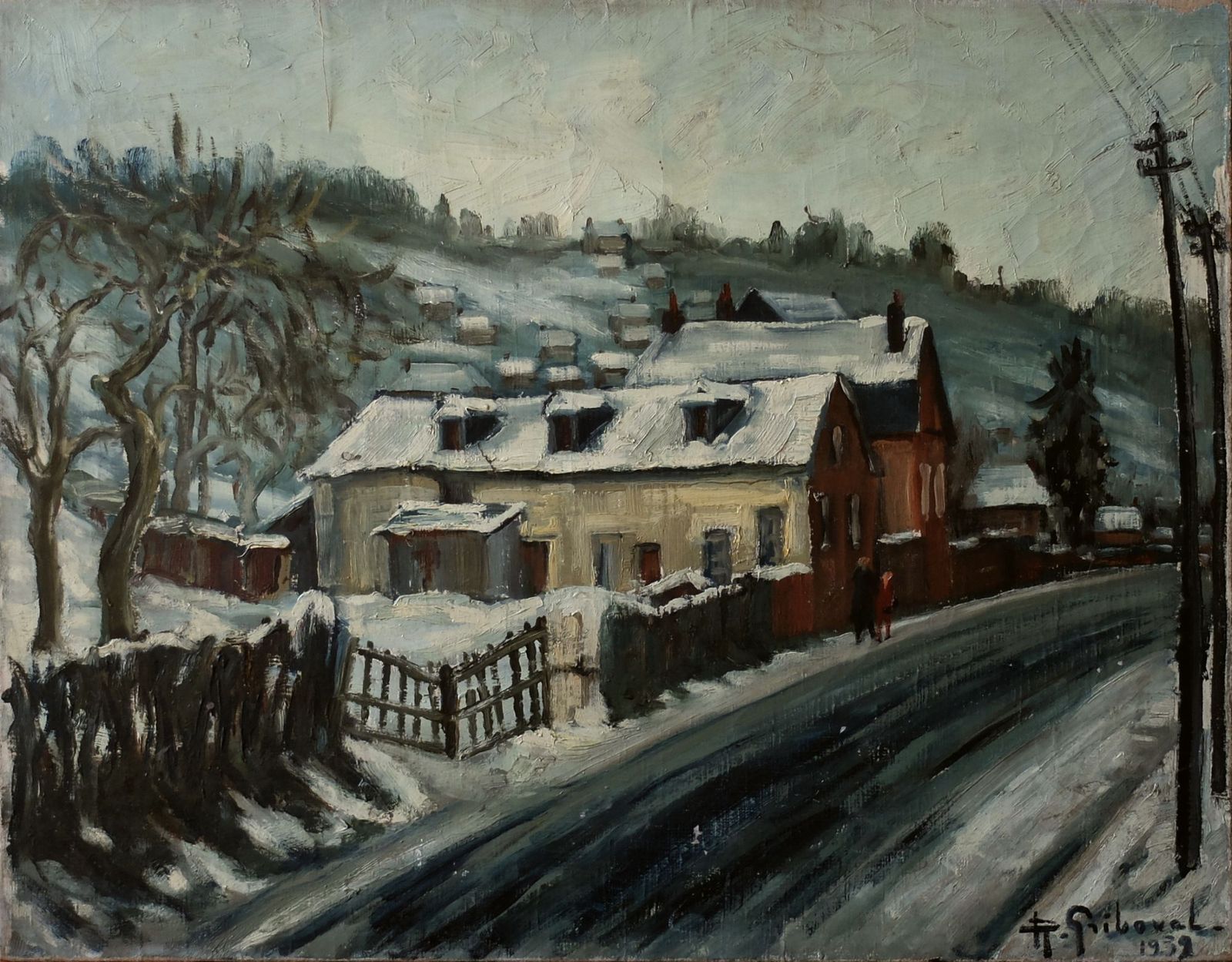 Griboval Roger (1908 2006)   Oil On Canvas   Snow In Boisguillaume
