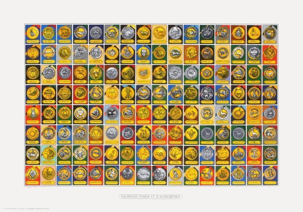 De Martimprey Didier (Né 1947)  Lithographie Crews Of Yesterday And Today 2 (Basketry Buttons)