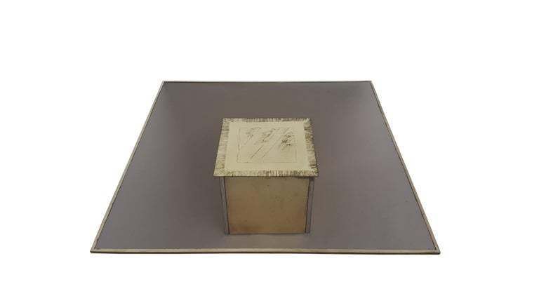 Etched Coffee Table In Massive Brass In The Style Off Maison Jansen photo furniture